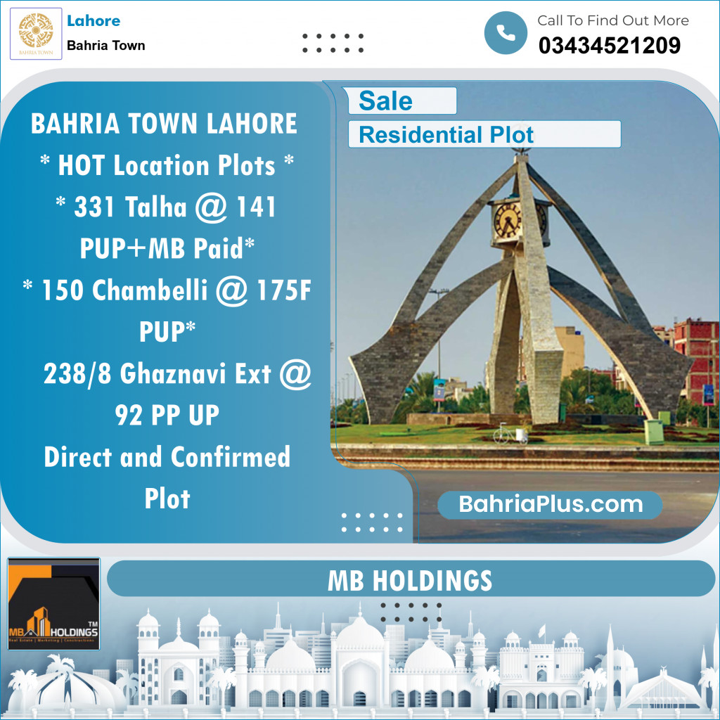 Residential Plot for Sale in Sector F - Talha Block -  Bahria Town, Lahore - (BP-120948)