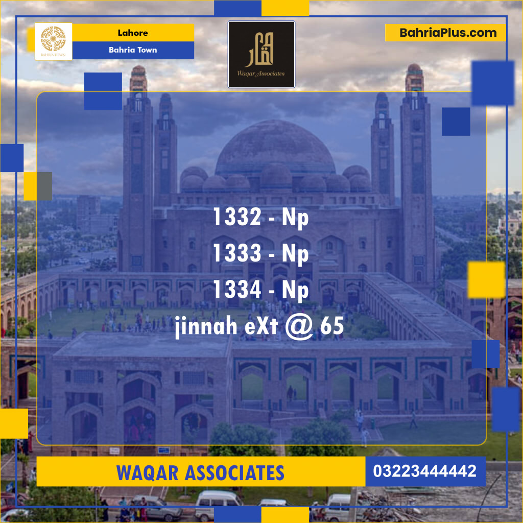 Residential Plot for Sale in Sector E - Jinnah Ext. Block -  Bahria Town, Lahore - (BP-120983)