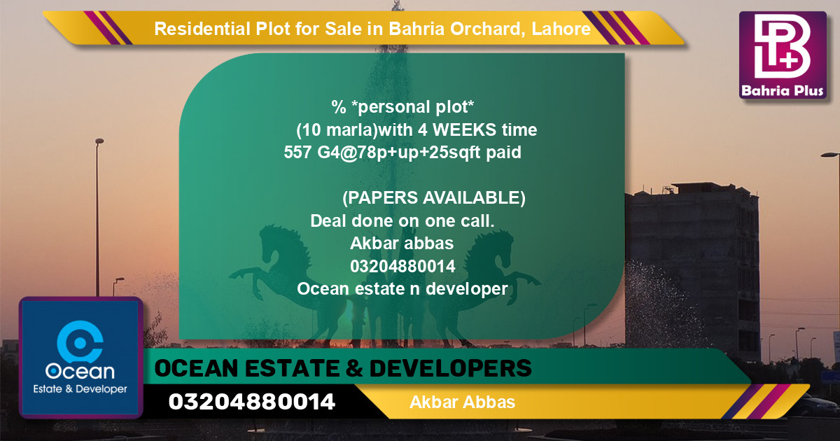 Residential Plot for Sale in Phase 4 - G4 Block -  Bahria Orchard, Lahore - (BP-120996)