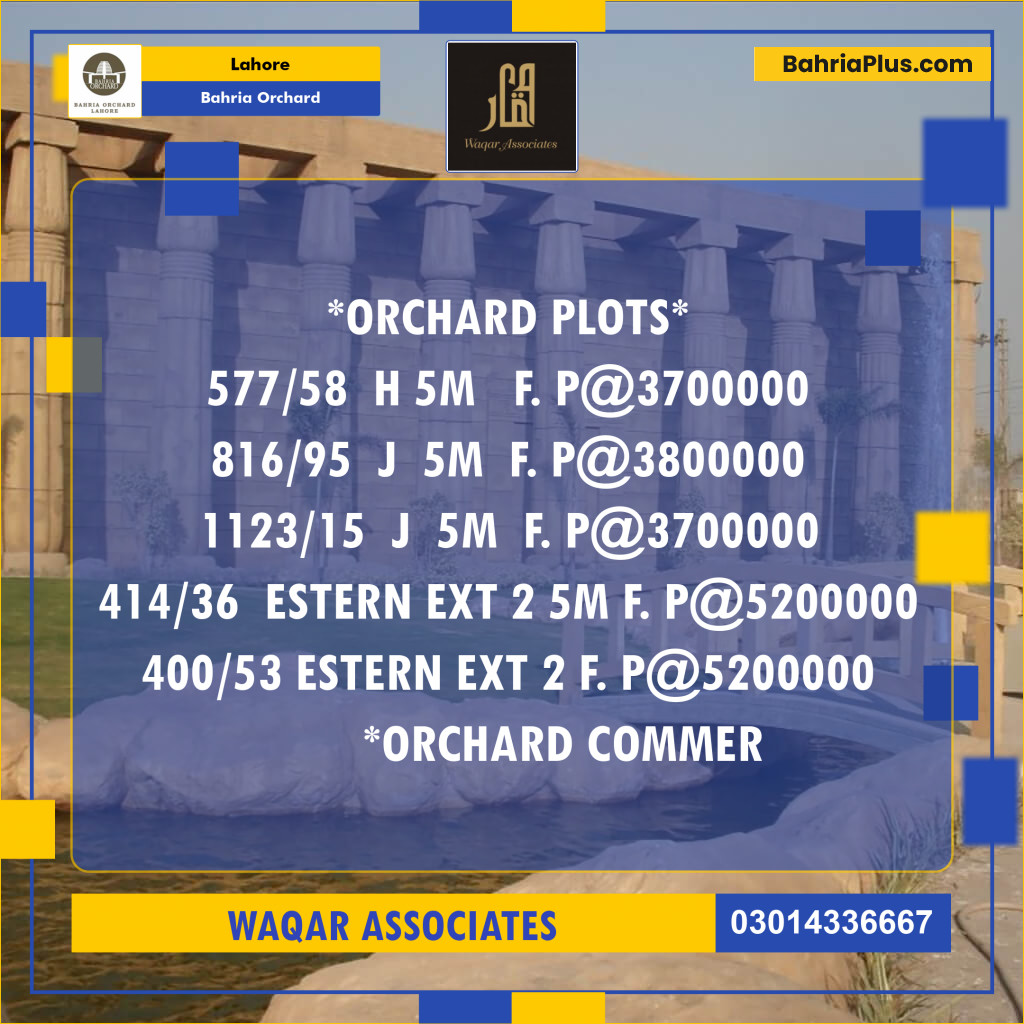 Residential Plot for Sale in Bahria Orchard, Lahore - (BP-120999)