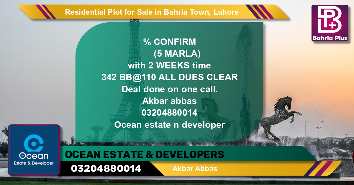 Residential Plot for Sale in Bahria Town, Lahore - (BP-121021)