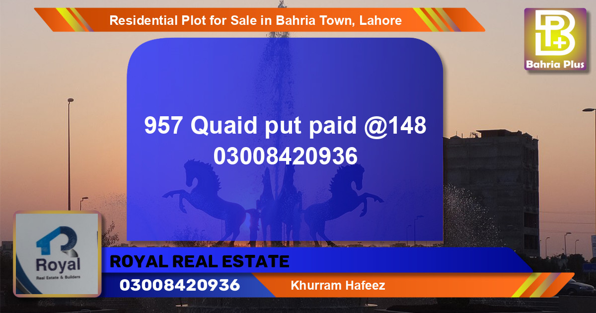 Residential Plot for Sale in Sector E - Quaid Block -  Bahria Town, Lahore - (BP-121033)