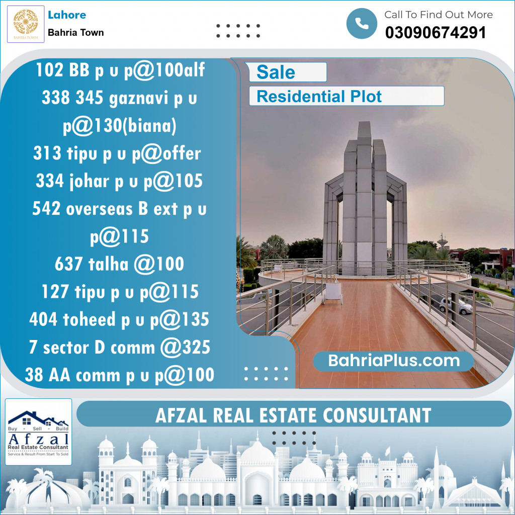 Residential Plot for Sale in Sector D - BB Block -  Bahria Town, Lahore - (BP-121072)