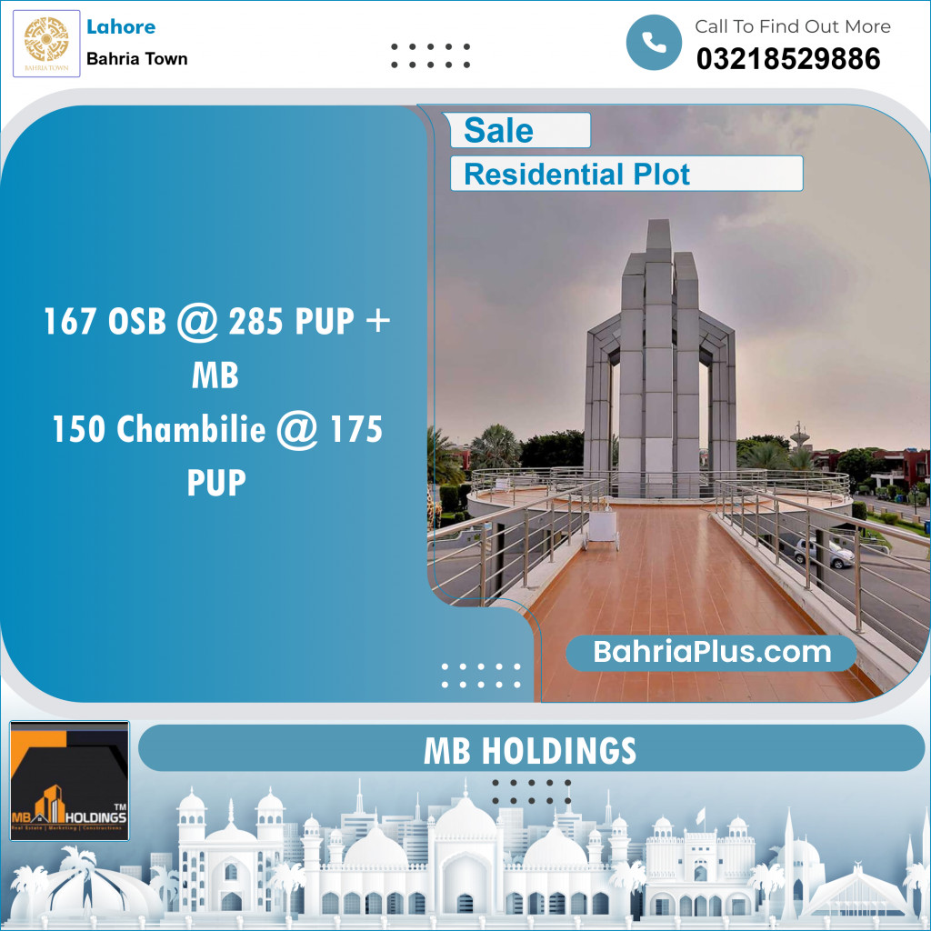 Residential Plot for Sale in Overseas B -  Bahria Town, Lahore - (BP-121075)