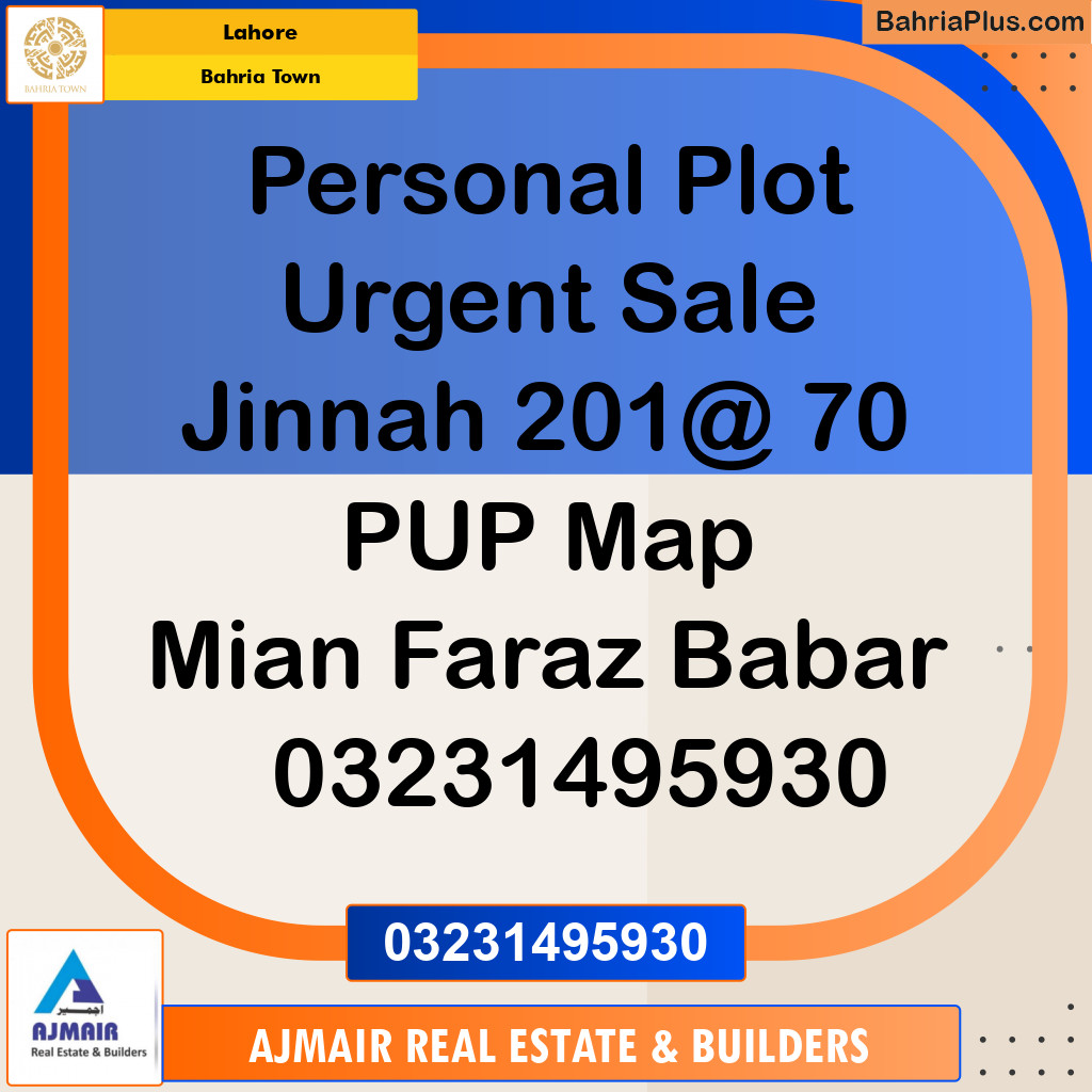 Residential Plot for Sale in Sector E - Jinnah Block -  Bahria Town, Lahore - (BP-121101)