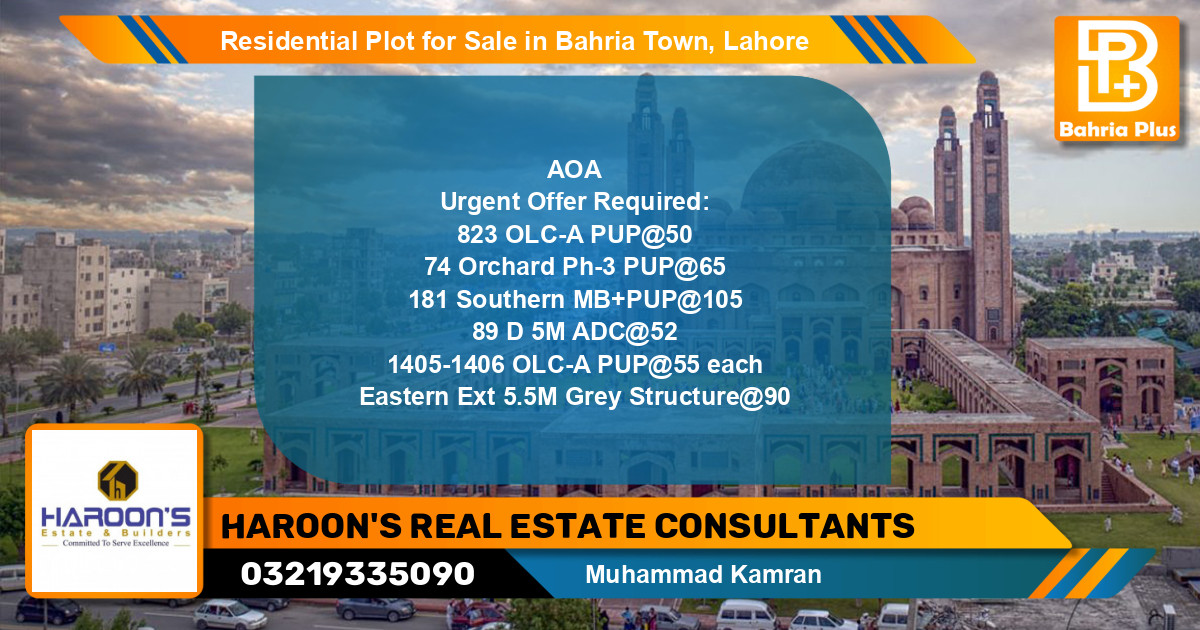 Residential Plot for Sale in Bahria Town, Lahore - (BP-121108)