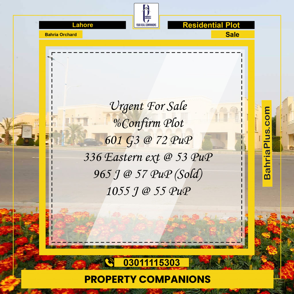 Residential Plot for Sale in Phase 4 - G3 Block -  Bahria Orchard, Lahore - (BP-121172)