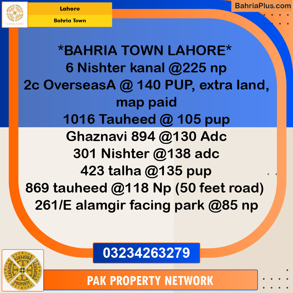 Residential Plot for Sale in Sector E - Nishtar Block -  Bahria Town, Lahore - (BP-121179)