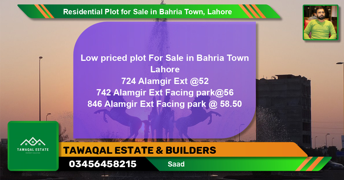 Residential Plot for Sale in Sector F - Alamgir Block -  Bahria Town, Lahore - (BP-121185)