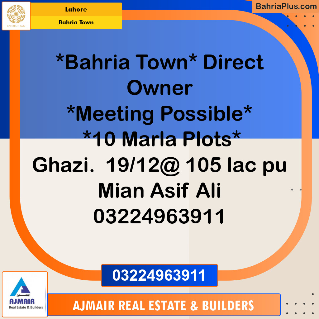 Residential Plot for Sale in Bahria Town, Lahore - (BP-121235)