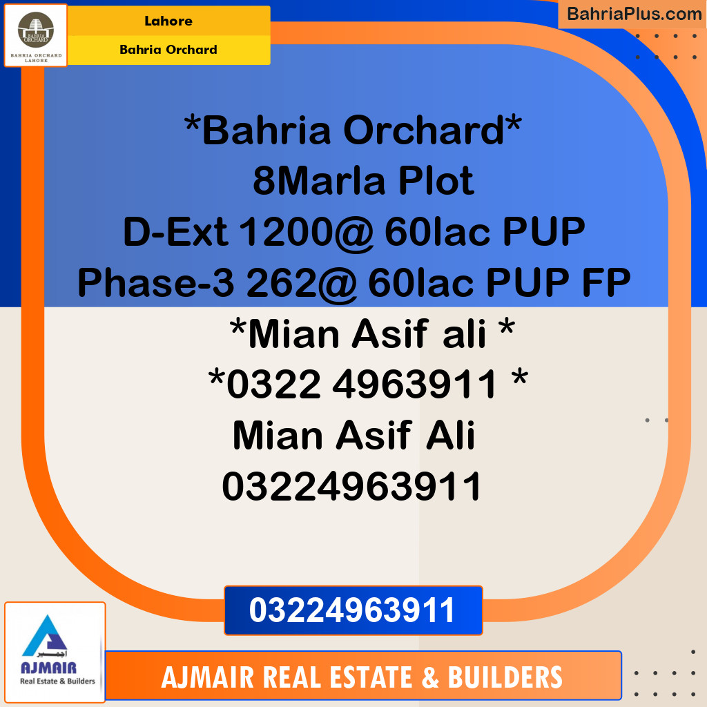 Residential Plot for Sale in Bahria Orchard, Lahore - (BP-121243)