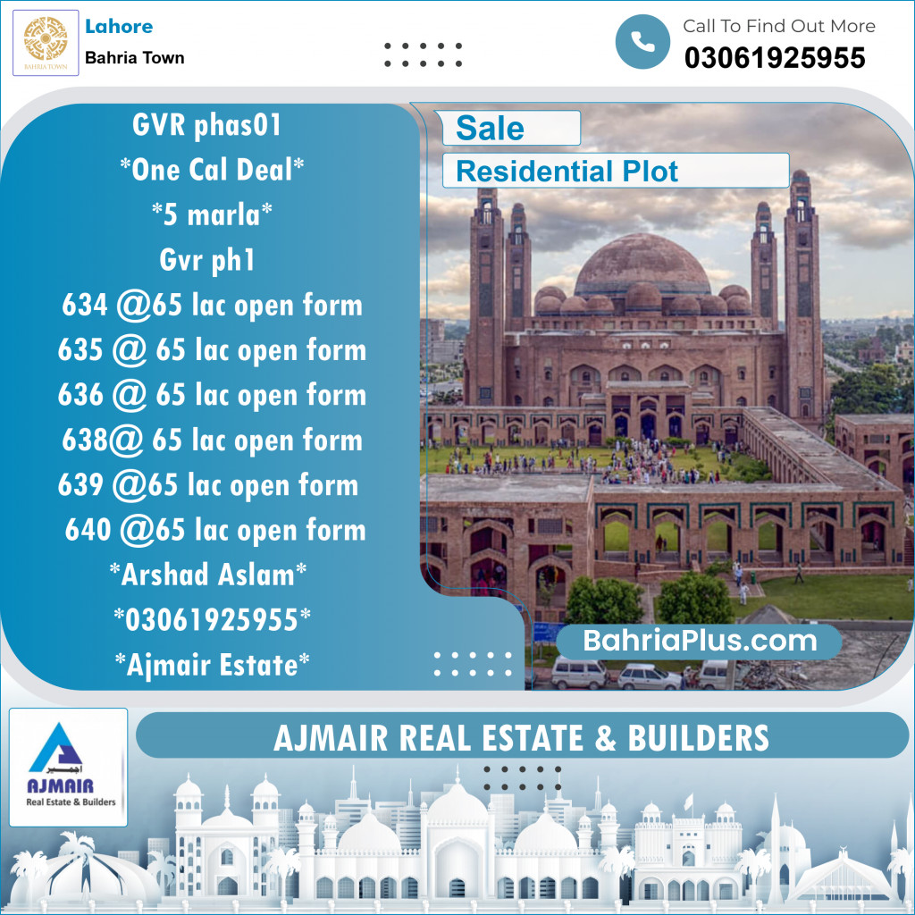 Residential Plot for Sale in Golf Phase 1 -  Bahria Town, Lahore - (BP-121265)