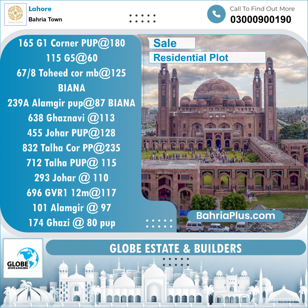 Residential Plot for Sale in Sector F - Tauheed Block -  Bahria Town, Lahore - (BP-121274)