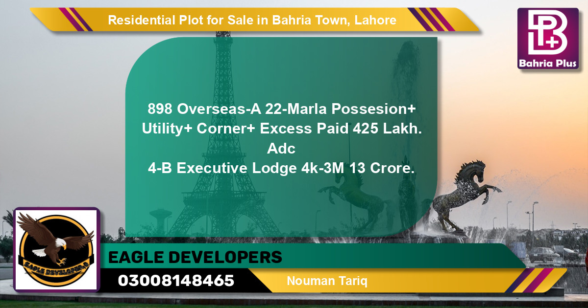 Residential Plot for Sale in Overseas A -  Bahria Town, Lahore - (BP-121281)