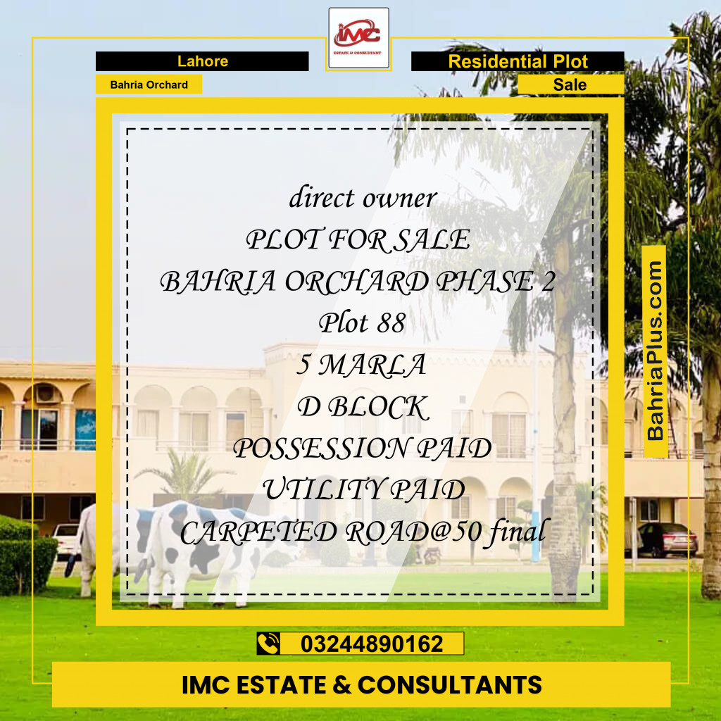 Residential Plot for Sale in Phase 2 - D Block -  Bahria Orchard, Lahore - (BP-121288)
