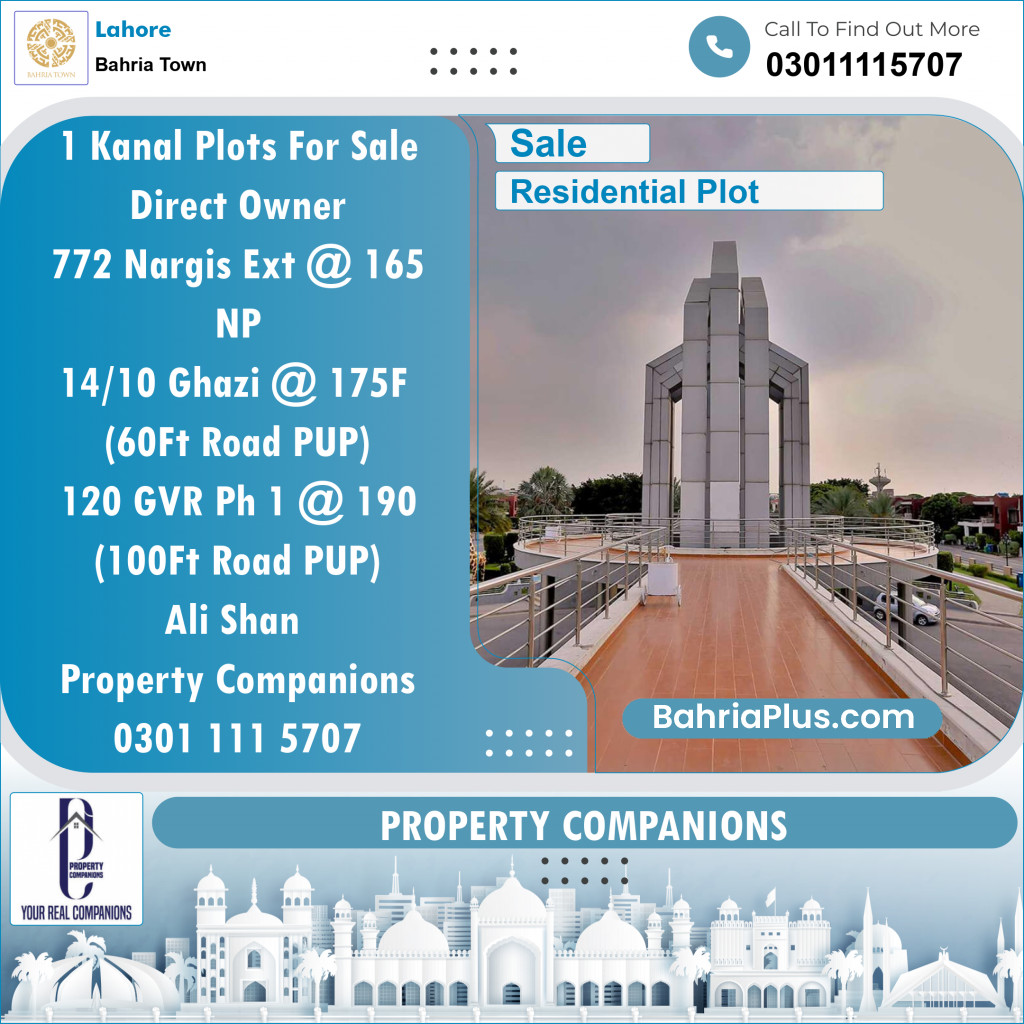 Residential Plot for Sale in Sector C - Nargis/Hussain Ext. -  Bahria Town, Lahore - (BP-121330)