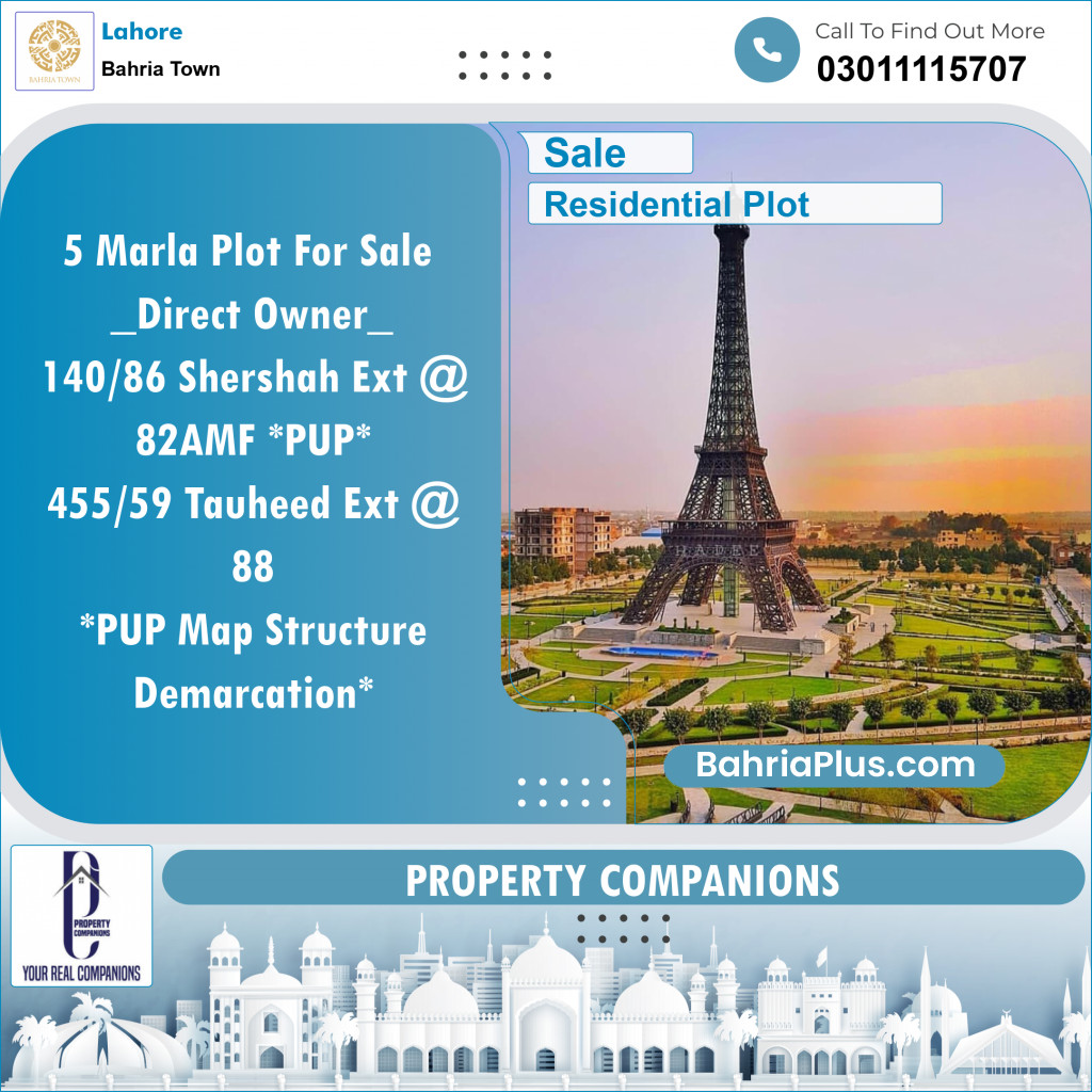 Residential Plot for Sale in Sector F - Shershah Block -  Bahria Town, Lahore - (BP-121345)