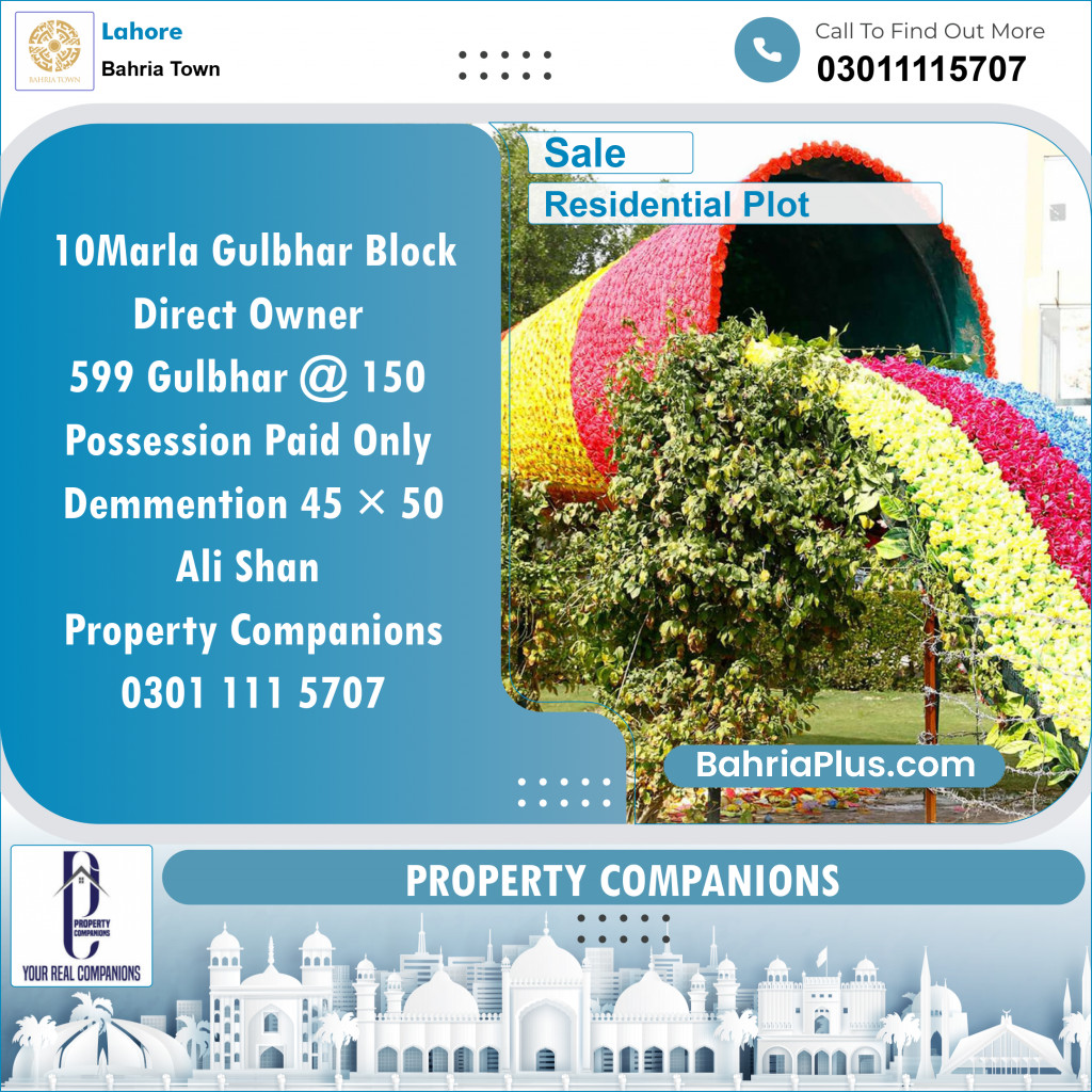 Residential Plot for Sale in Sector C - Gulbahar Block -  Bahria Town, Lahore - (BP-121347)