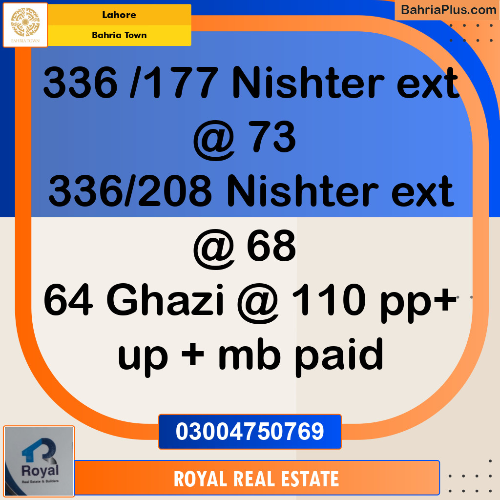 Residential Plot for Sale in Sector E - Nishtar Block -  Bahria Town, Lahore - (BP-121382)