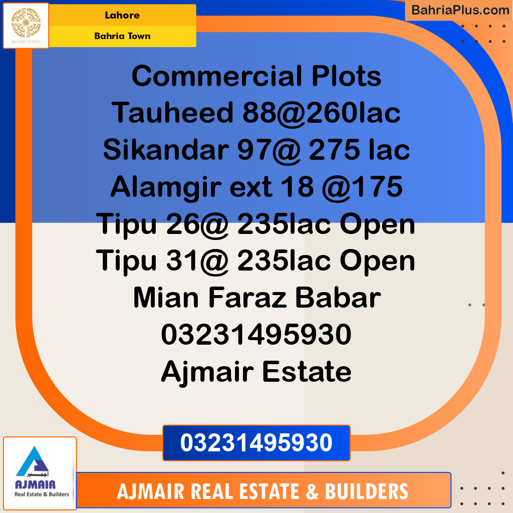 Commercial Plot for Sale in Bahria Town, Lahore - (BP-121404)