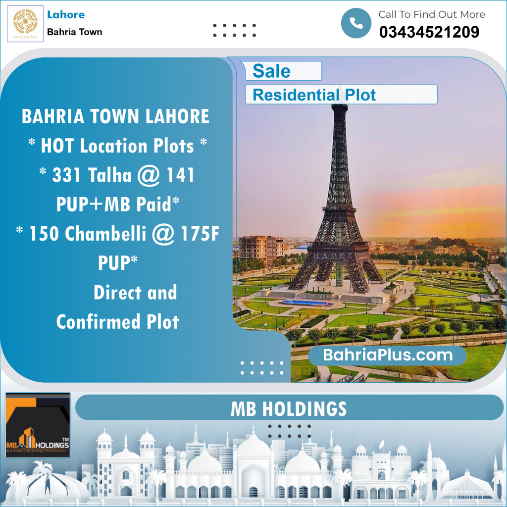 Residential Plot for Sale in Bahria Town, Lahore - (BP-121412)