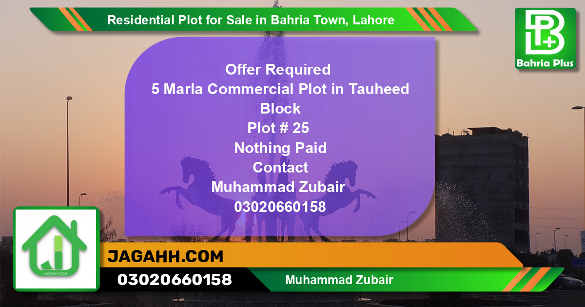 Residential Plot for Sale in Bahria Town, Lahore - (BP-121413)