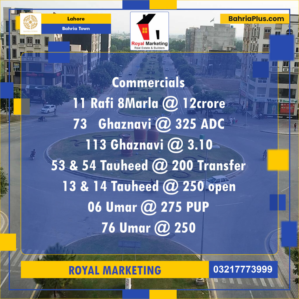 Commercial Plot for Sale in Bahria Town, Lahore - (BP-121417)