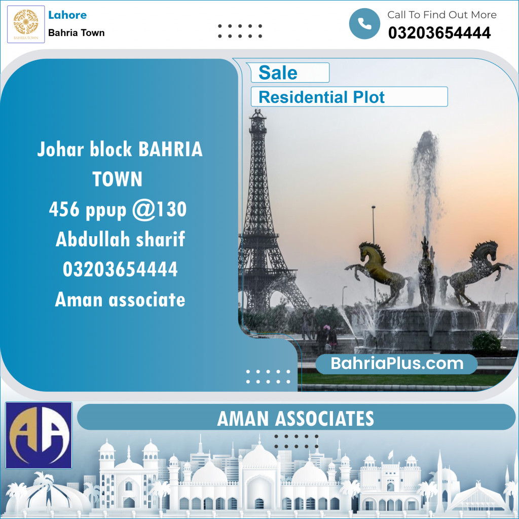 Residential Plot for Sale in Bahria Town, Lahore - (BP-121431)