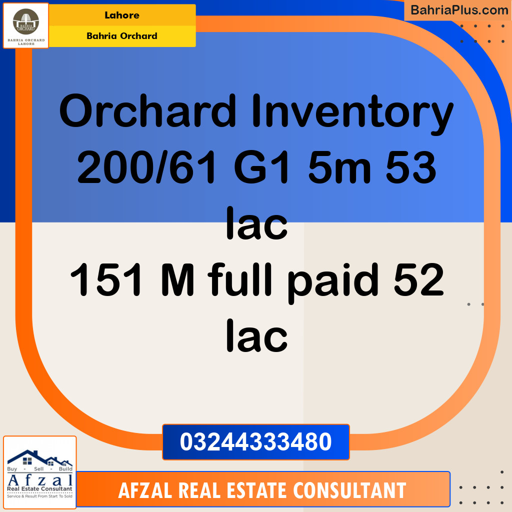 Residential Plot for Sale in Bahria Orchard, Lahore - (BP-121432)