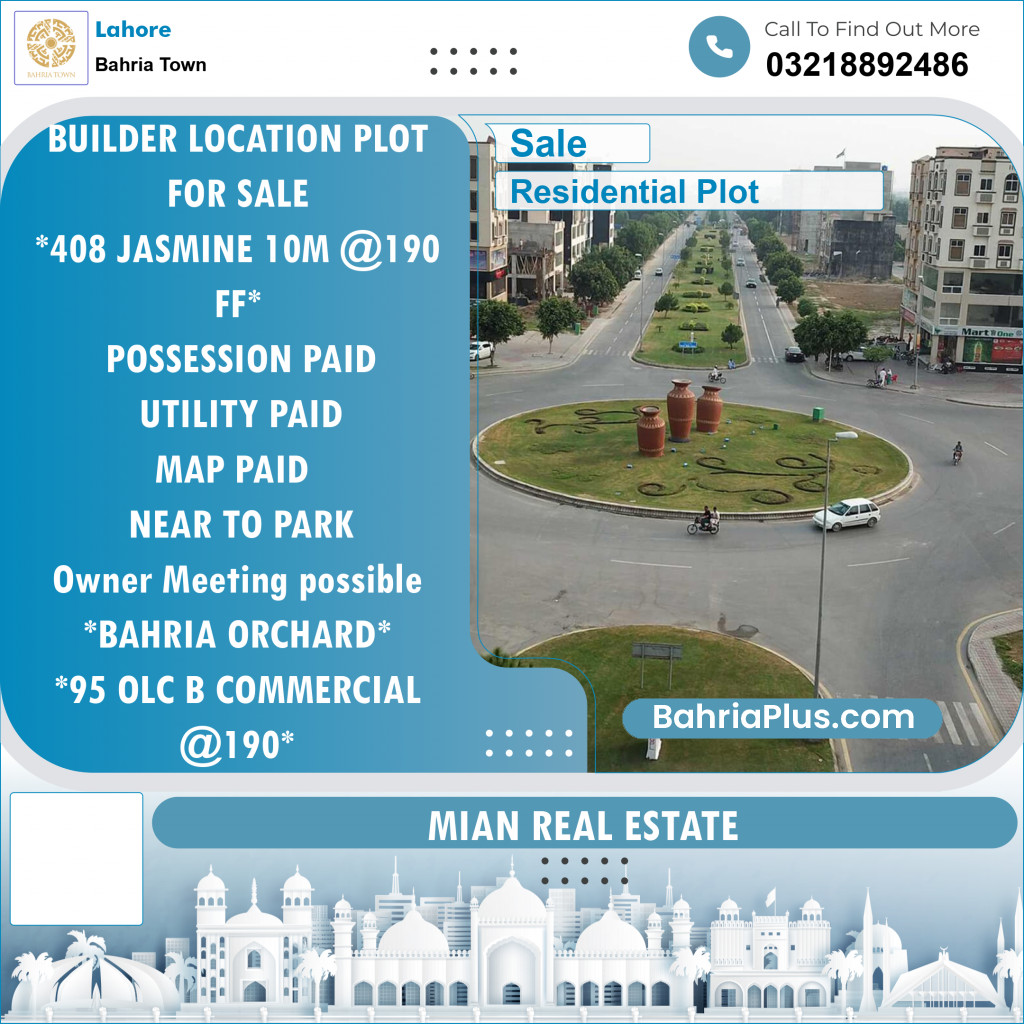 Residential Plot for Sale in Bahria Town, Lahore - (BP-121436)