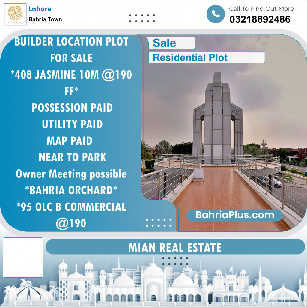 Residential Plot for Sale in Bahria Town, Lahore - (BP-121437)