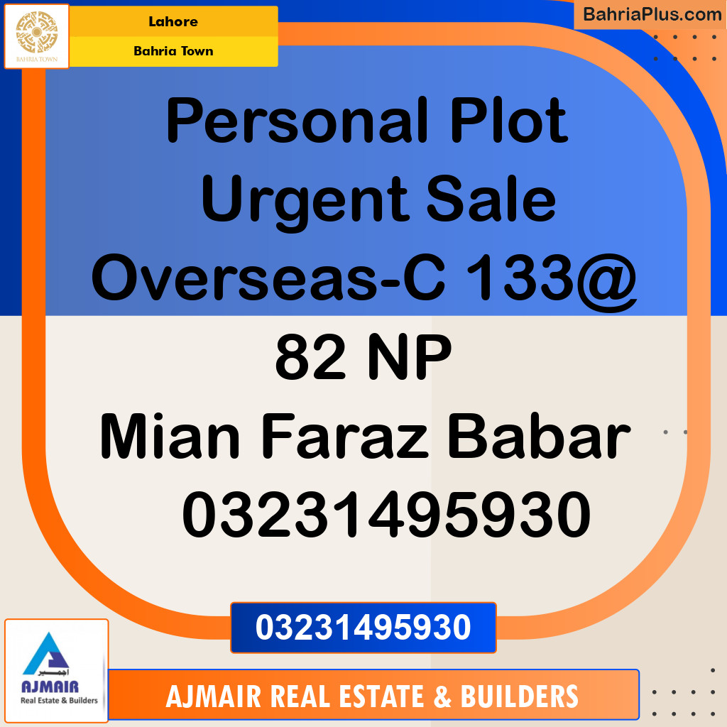 Residential Plot for Sale in Overseas C -  Bahria Town, Lahore - (BP-121465)