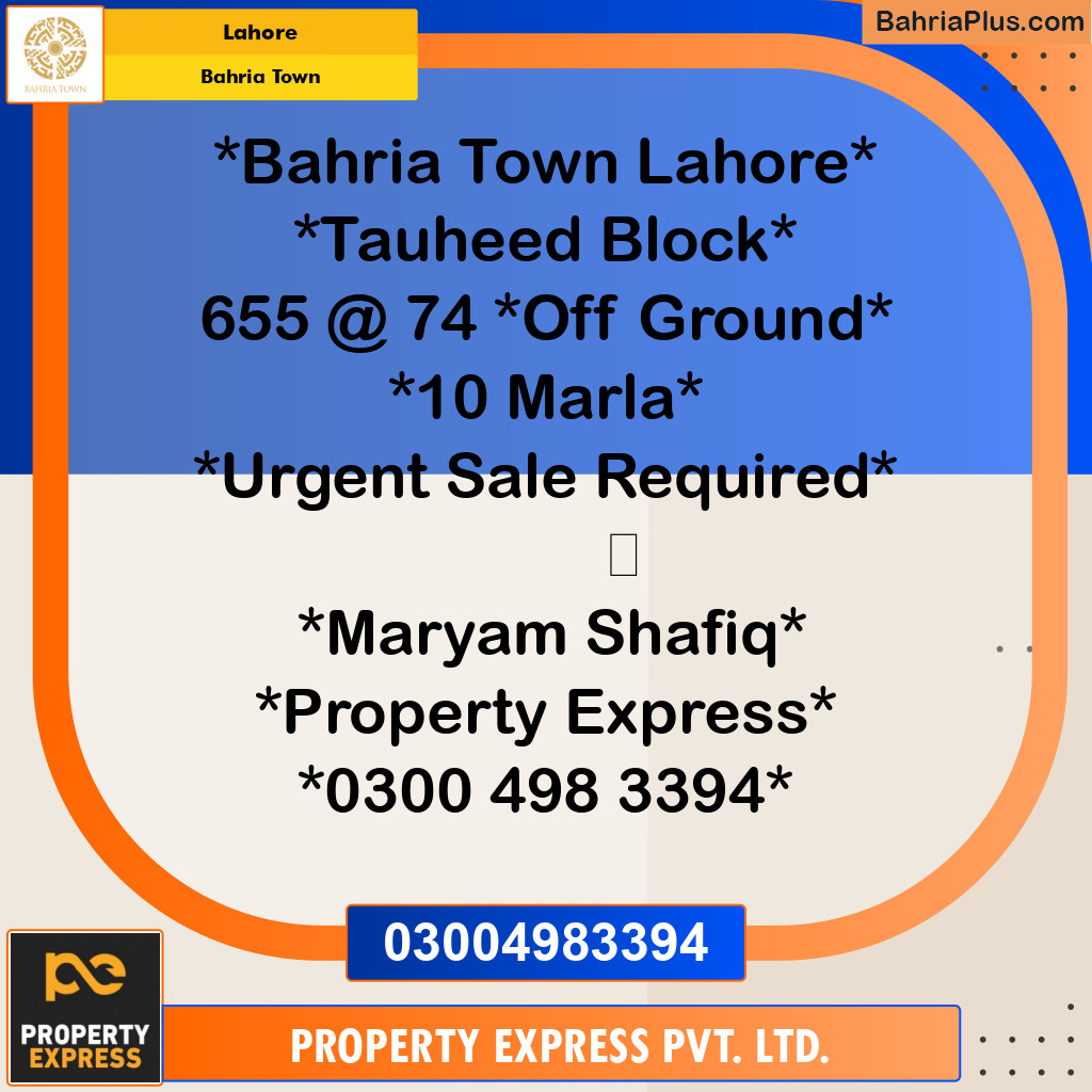 Residential Plot for Sale in Sector F - Tauheed Block -  Bahria Town, Lahore - (BP-121494)
