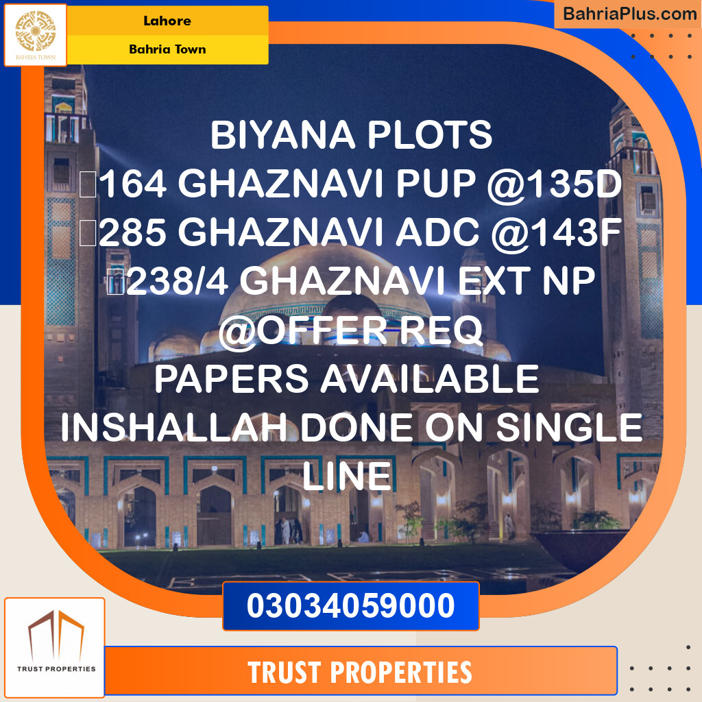 Residential Plot for Sale in Sector F - Ghaznavi Block -  Bahria Town, Lahore - (BP-121517)