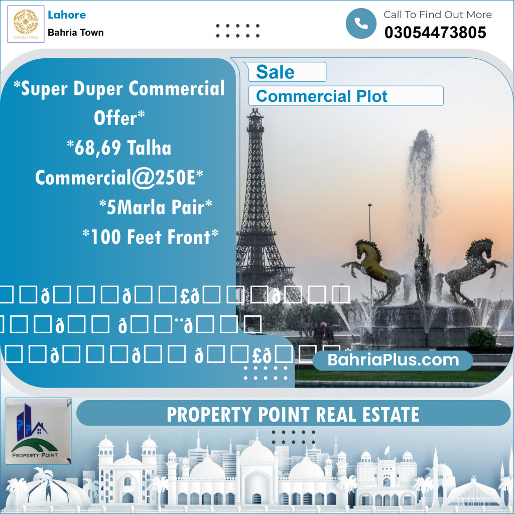 Commercial Plot for Sale in Sector F - Talha Commercial -  Bahria Town, Lahore - (BP-121526)