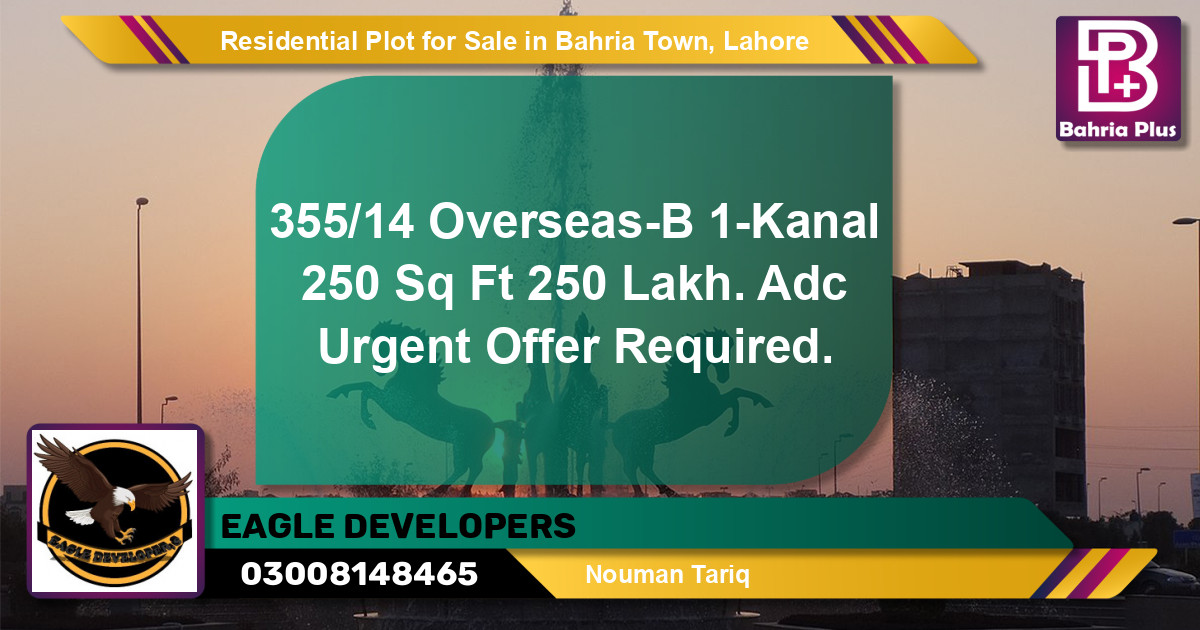 Residential Plot for Sale in Overseas B -  Bahria Town, Lahore - (BP-121531)