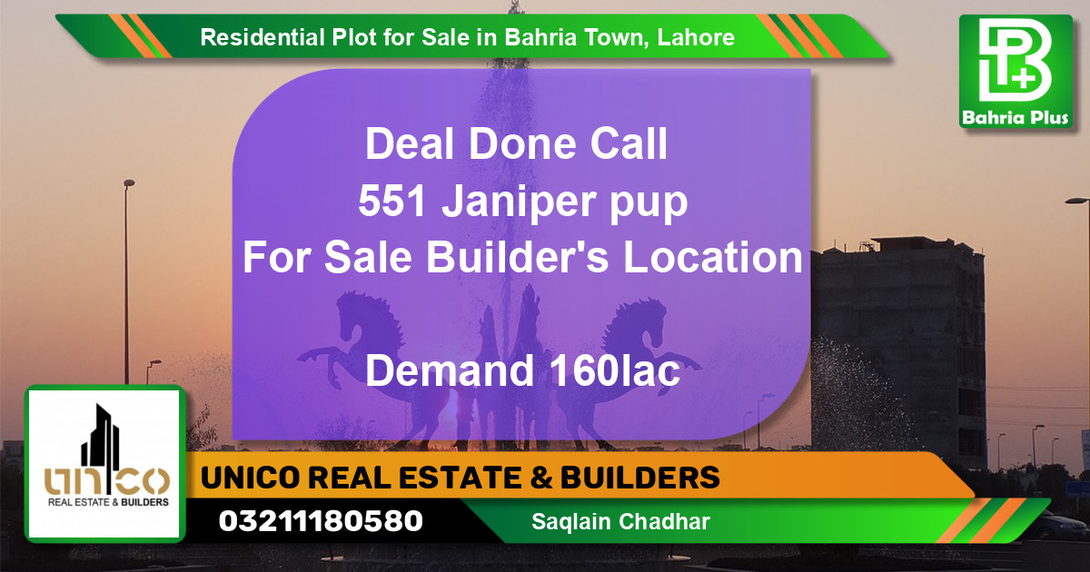 Residential Plot for Sale in Sector C - Janiper Block -  Bahria Town, Lahore - (BP-121540)