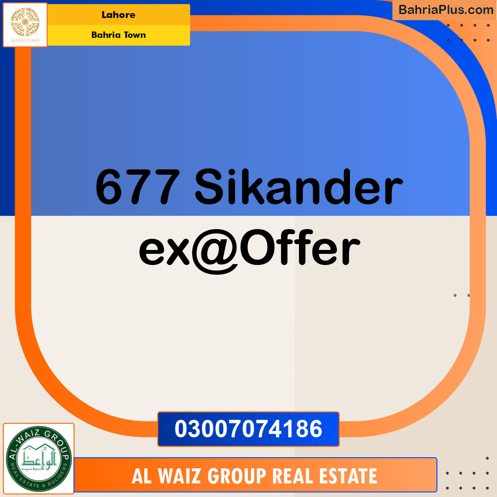 Residential Plot for Sale in Sector F - Sikander Block -  Bahria Town, Lahore - (BP-121566)