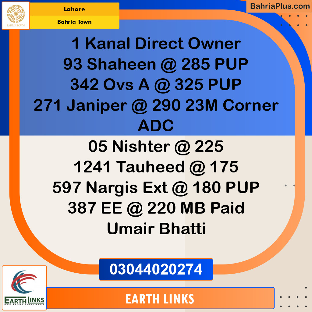 Residential Plot for Sale in Bahria Town, Lahore - (BP-121612)