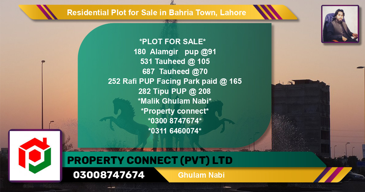 Residential Plot for Sale in Sector F - Alamgir Block -  Bahria Town, Lahore - (BP-121666)