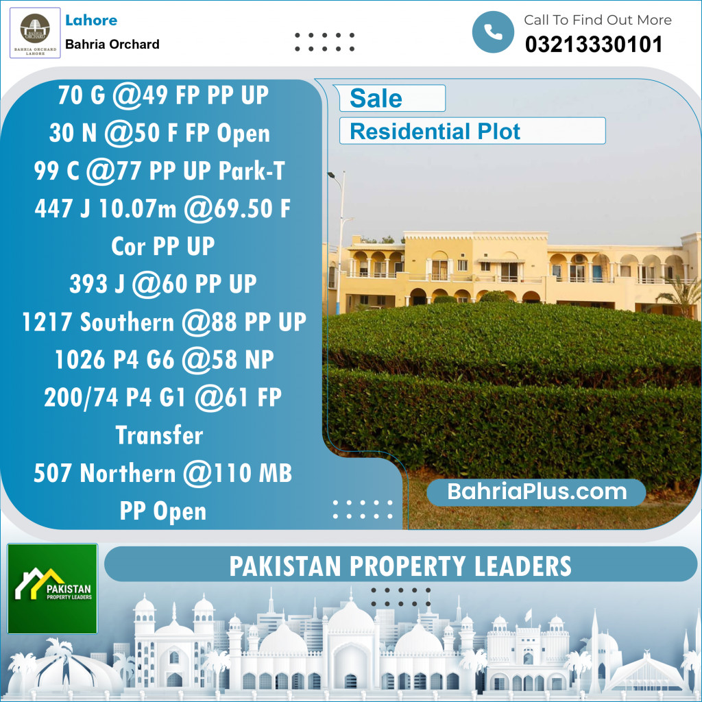 Residential Plot for Sale in Bahria Orchard, Lahore - (BP-121711)