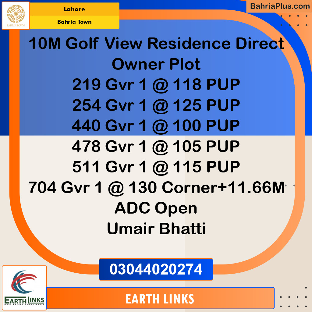 Residential Plot for Sale in Bahria Town, Lahore - (BP-121719)