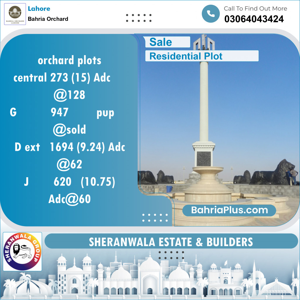Residential Plot for Sale in Bahria Orchard, Lahore - (BP-121738)
