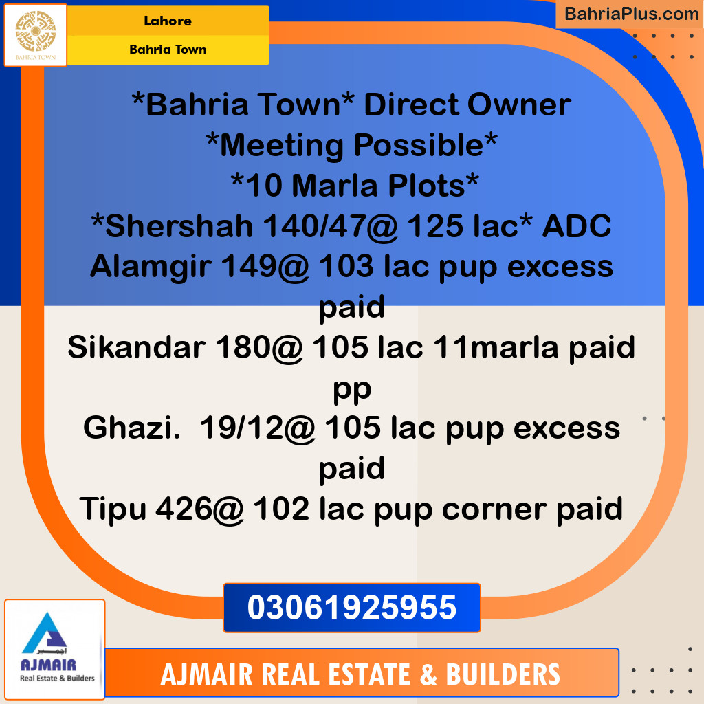 Residential Plot for Sale in Bahria Town, Lahore - (BP-121752)