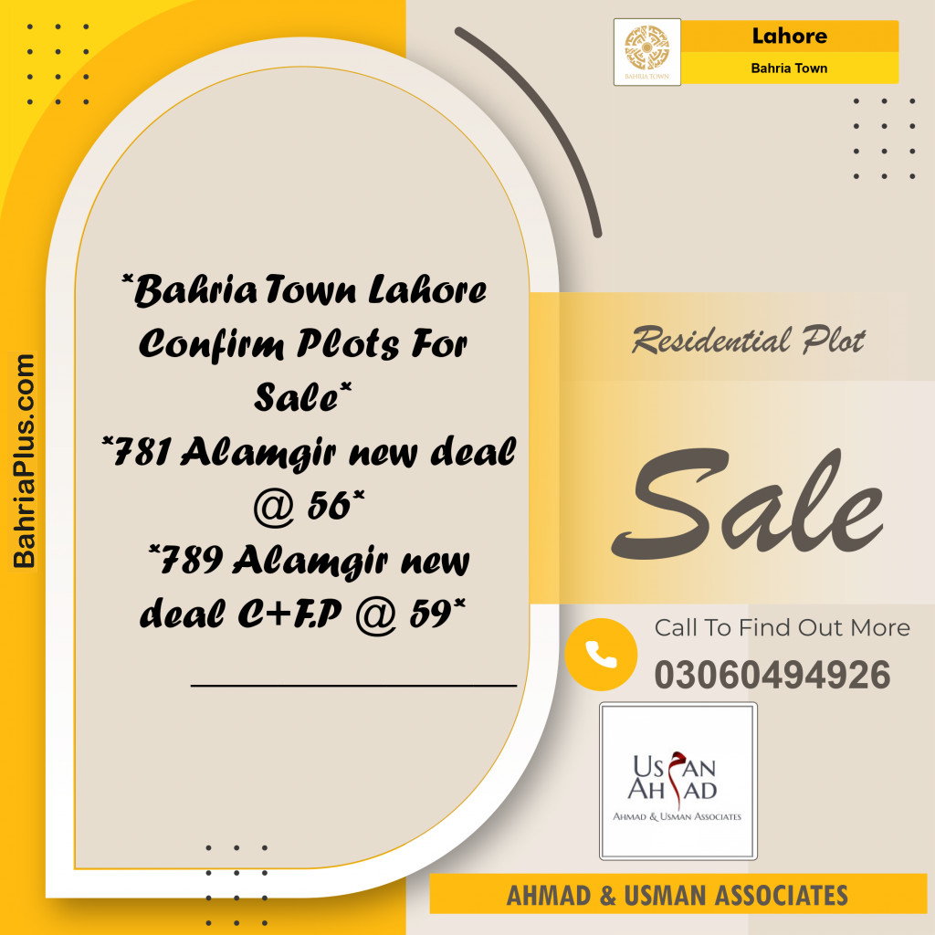 Residential Plot for Sale in Bahria Town, Lahore - (BP-121753)