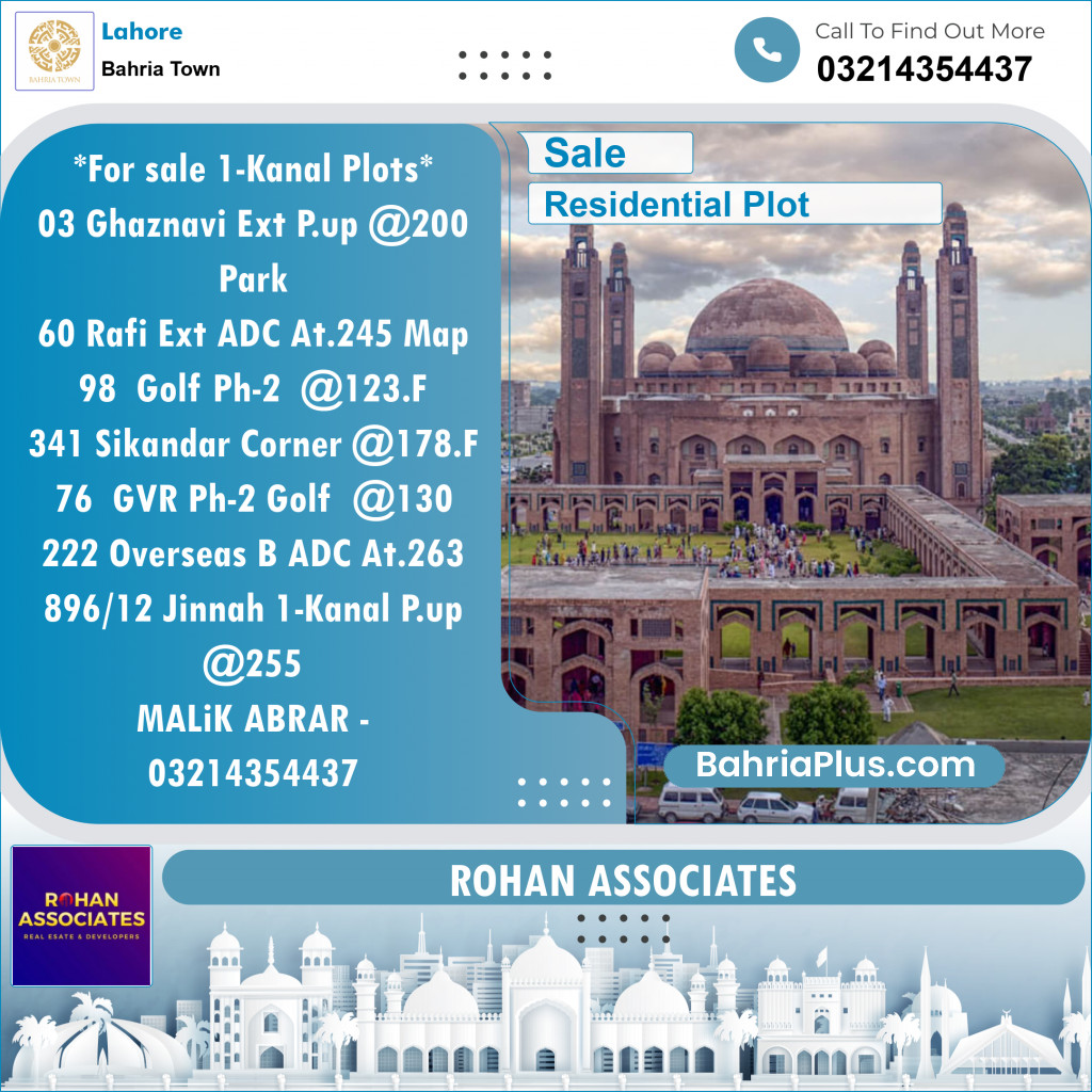 Residential Plot for Sale in Bahria Town, Lahore - (BP-121801)