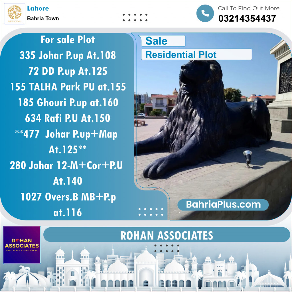 Residential Plot for Sale in Bahria Town, Lahore - (BP-121805)