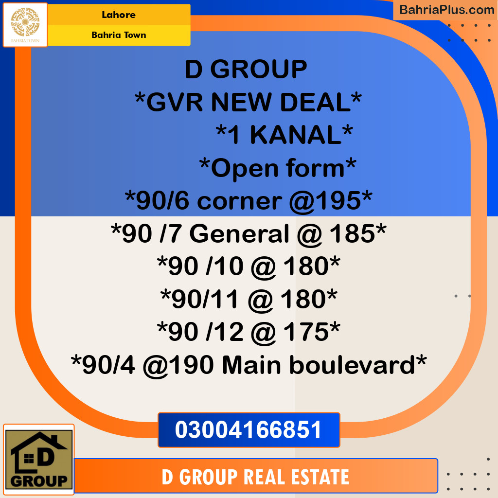 Residential Plot for Sale in Bahria Town, Lahore - (BP-121814)