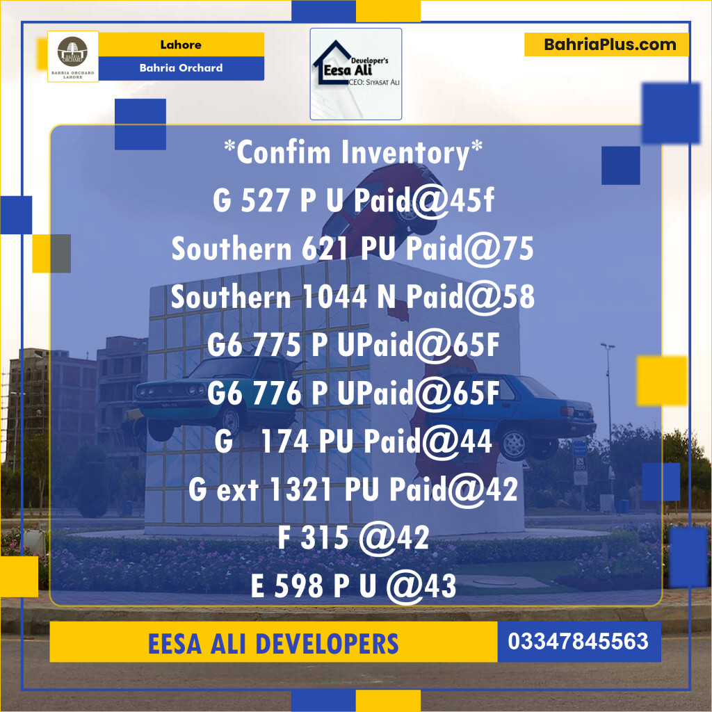 Residential Plot for Sale in Bahria Orchard, Lahore - (BP-121827)