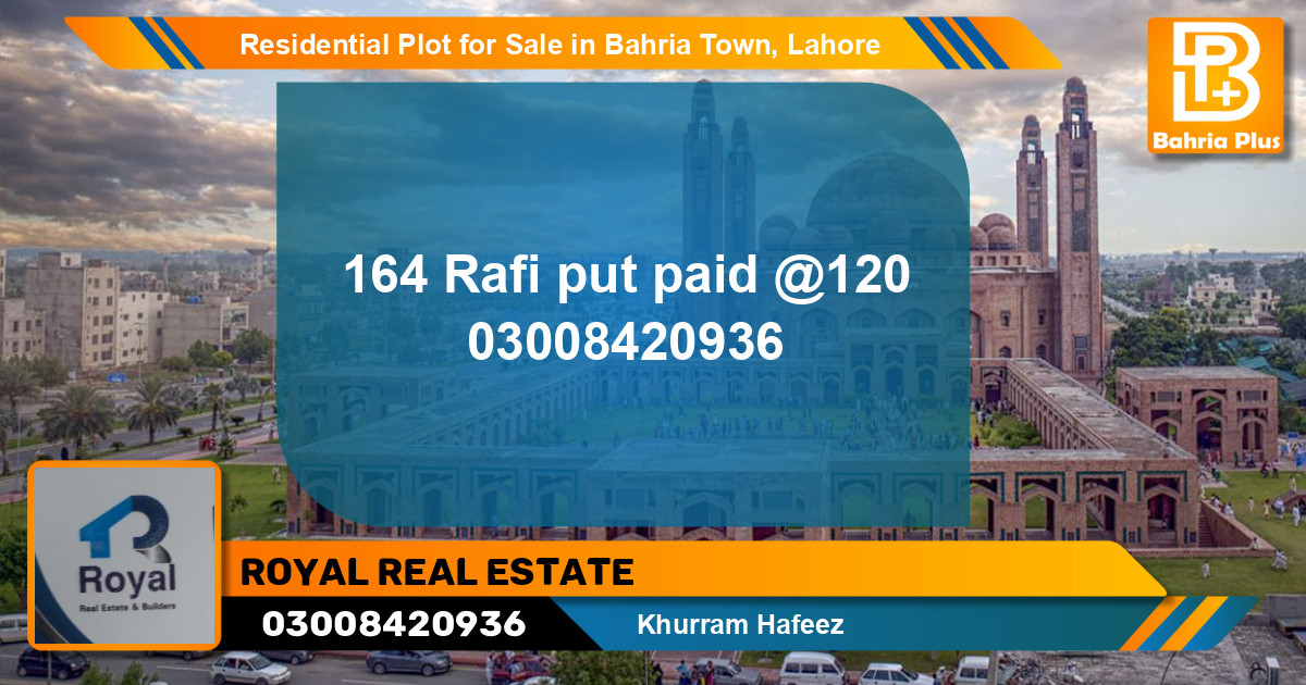 Residential Plot for Sale in Sector E - Rafi Block -  Bahria Town, Lahore - (BP-121859)